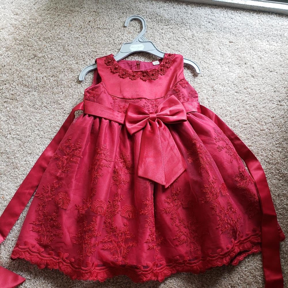 Burgundy formal dress with black carter's sweater